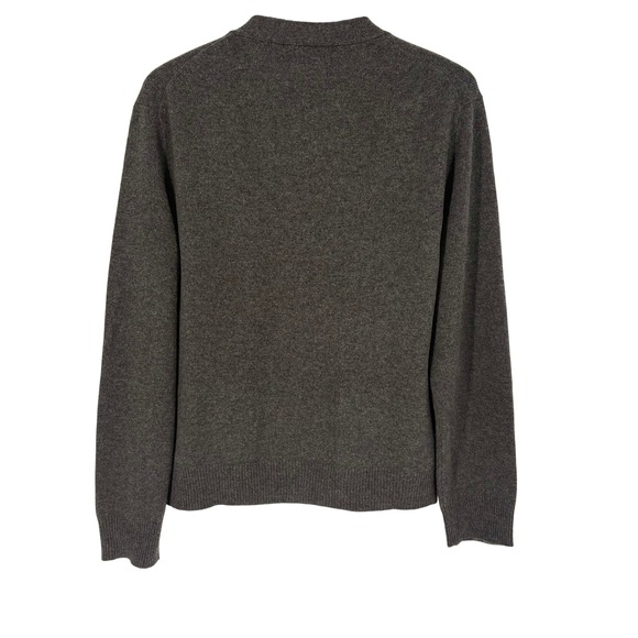 Polo Ralph Lauren Mens Gray 100% Lambswool V-Neck Button Cardigan Sweater Large - Picture 2 of 7